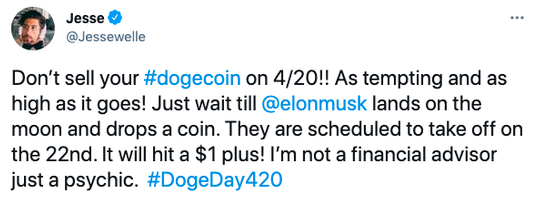 #DogeDay420#冲上推特热搜，狗狗币明日能否突破1美元？