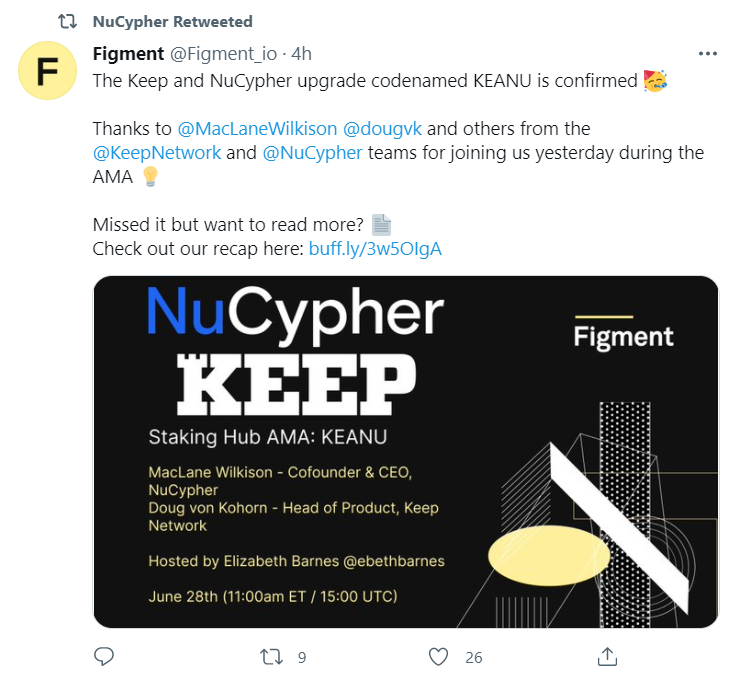 Keep Network和NuCypher已确认代号为KEANU的合并升级