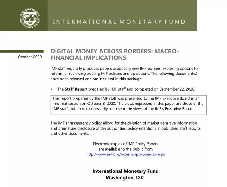 IMF《跨境支付的数字货币：宏观金融的影响》报告解读（一）从天方夜谈到公认常识：CBDC或GSC之于储备