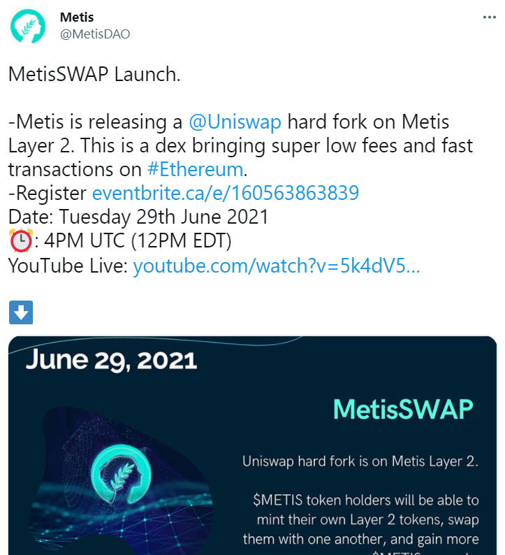 Layer2 DAO基础协议Metis正式上线MetisSwap测试网