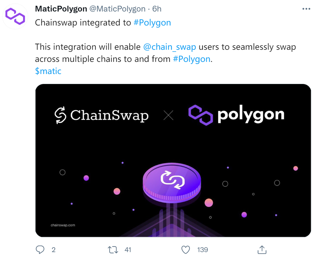 跨链资产桥ChainSwap已集成至Polygon