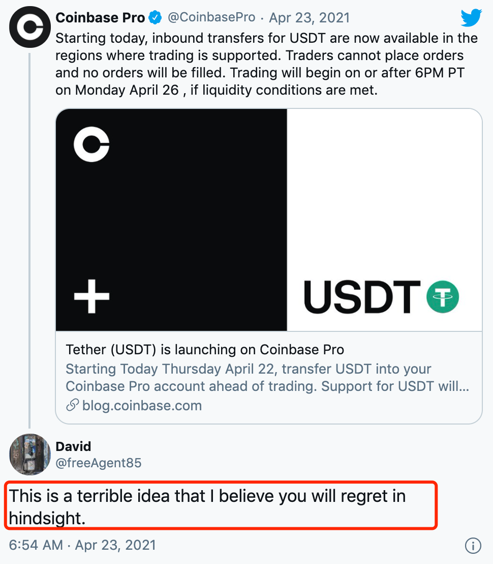 从Coinbase二度推迟USDT交易，可以看到什么？